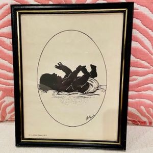 AP2-RARE Vintage 1975 Framed Baby Silhouette by Albert Haster